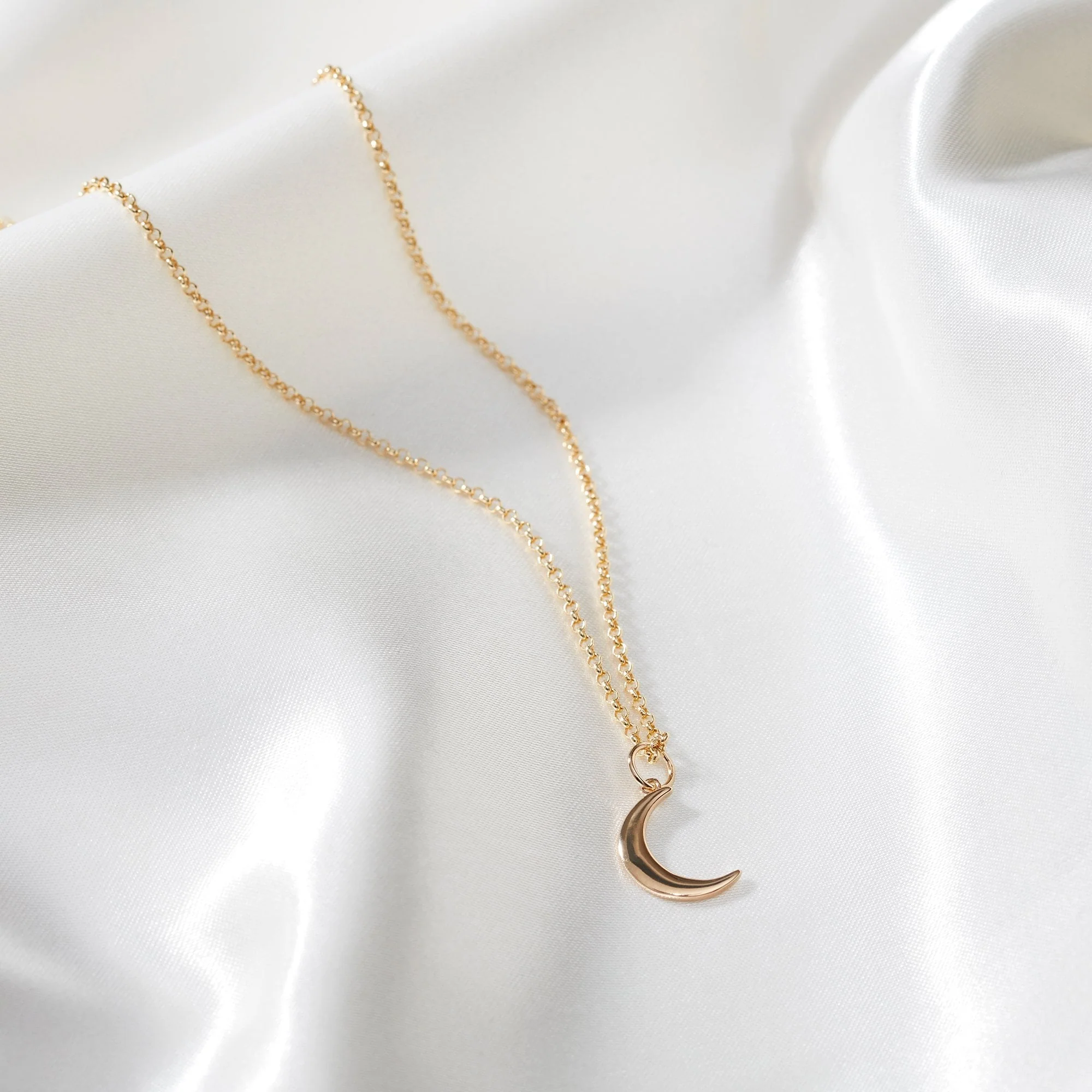 Mini Crescent Moon Necklace Gold - Image 4