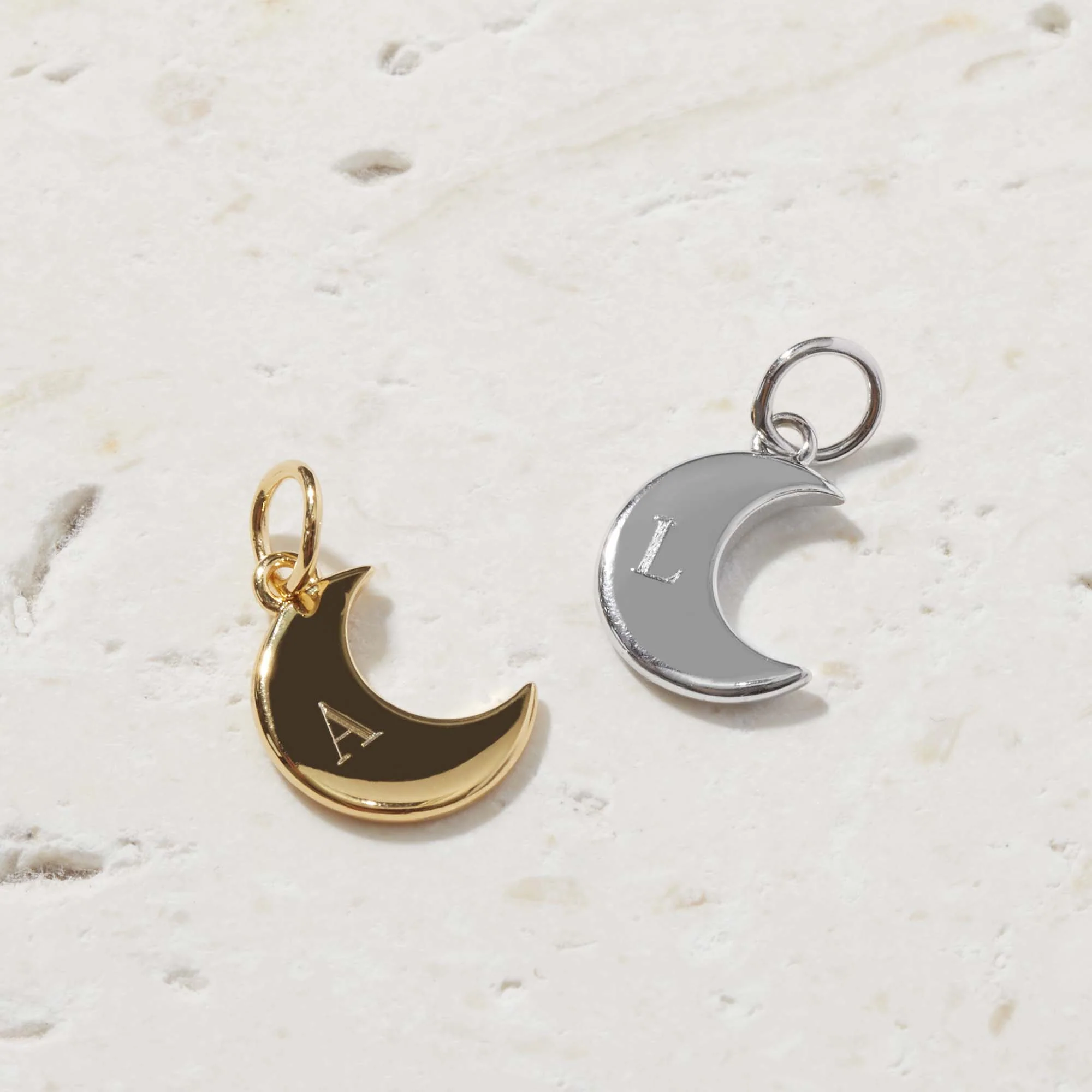 Moon Initial Necklace Layering Set in Gold Vermeil - Image 3