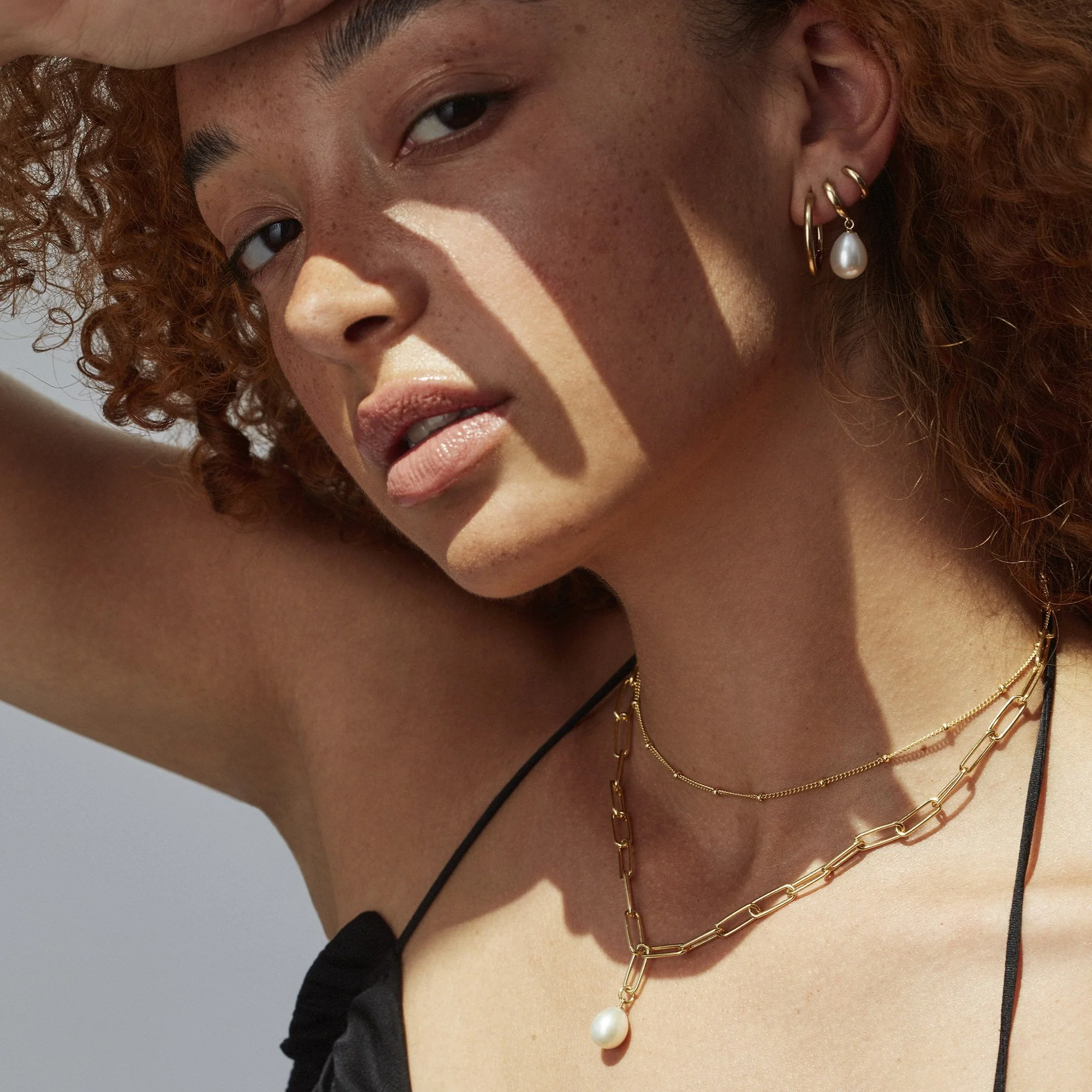 Freshwater Pearl Charm Paperclip Necklace Silver - Image 3