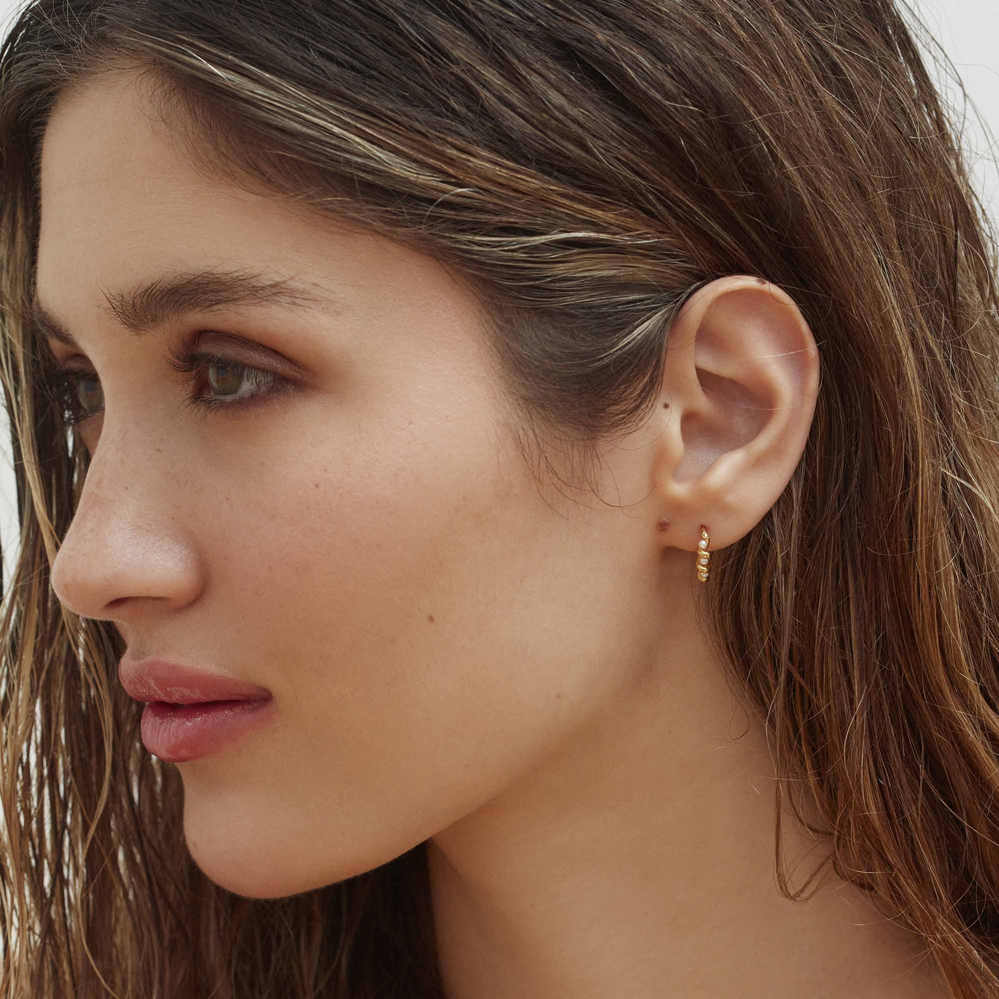 Gaia Pearl Hoops Silver - Image 4