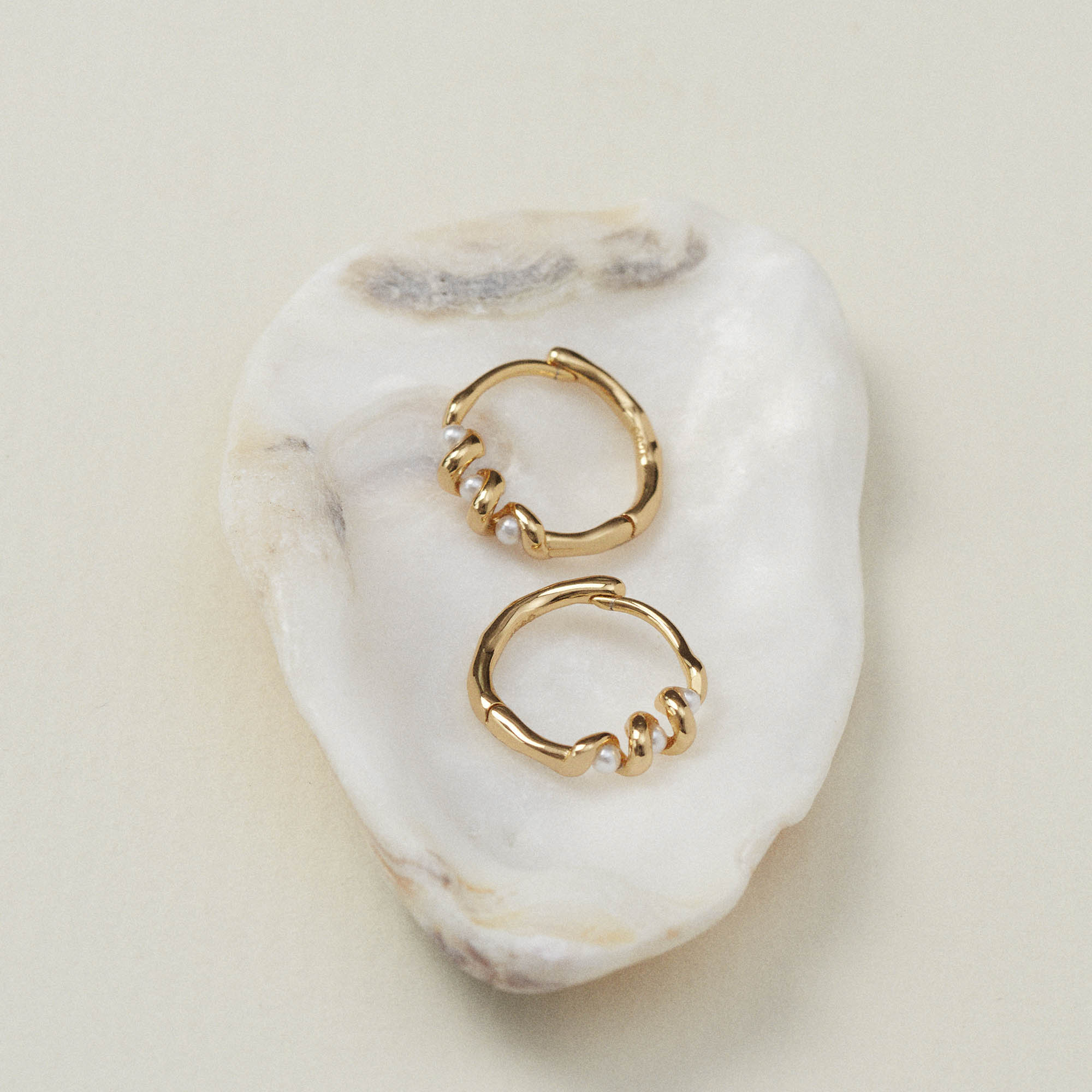 Gaia Pearl Hoops Silver - Image 6