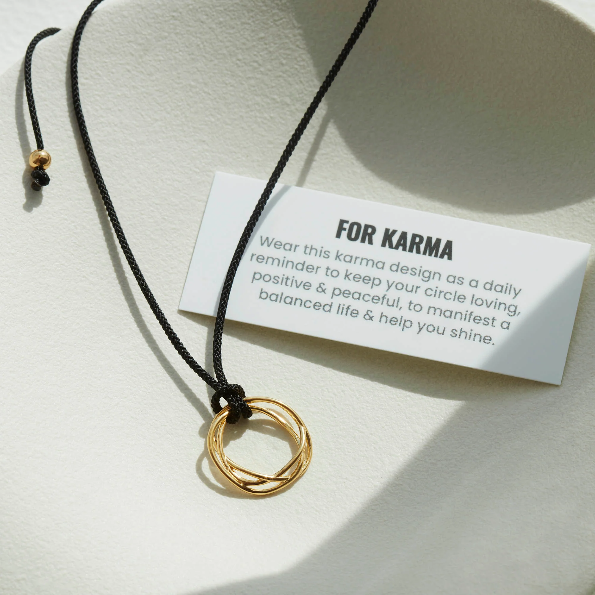 Karma Circle Cord Necklace Silver - Image 3