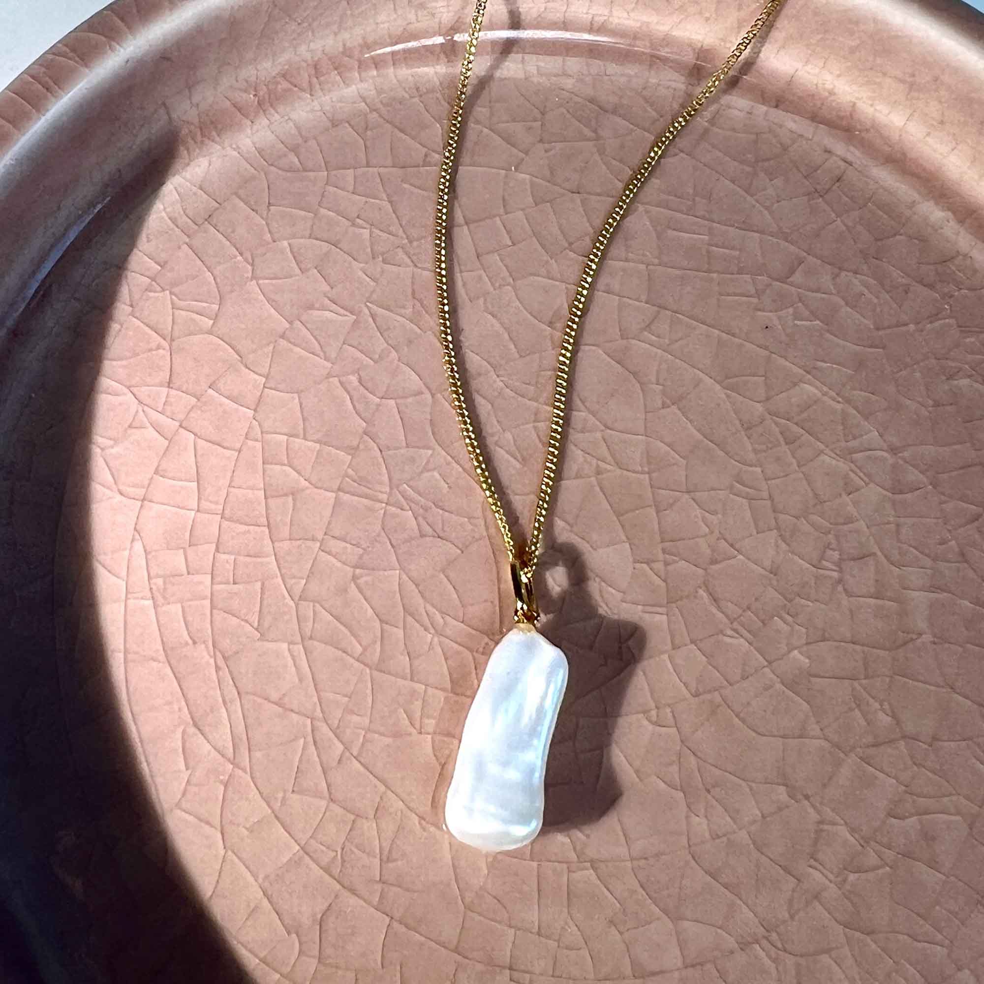 Long Pearl Pendant Silver - Image 5