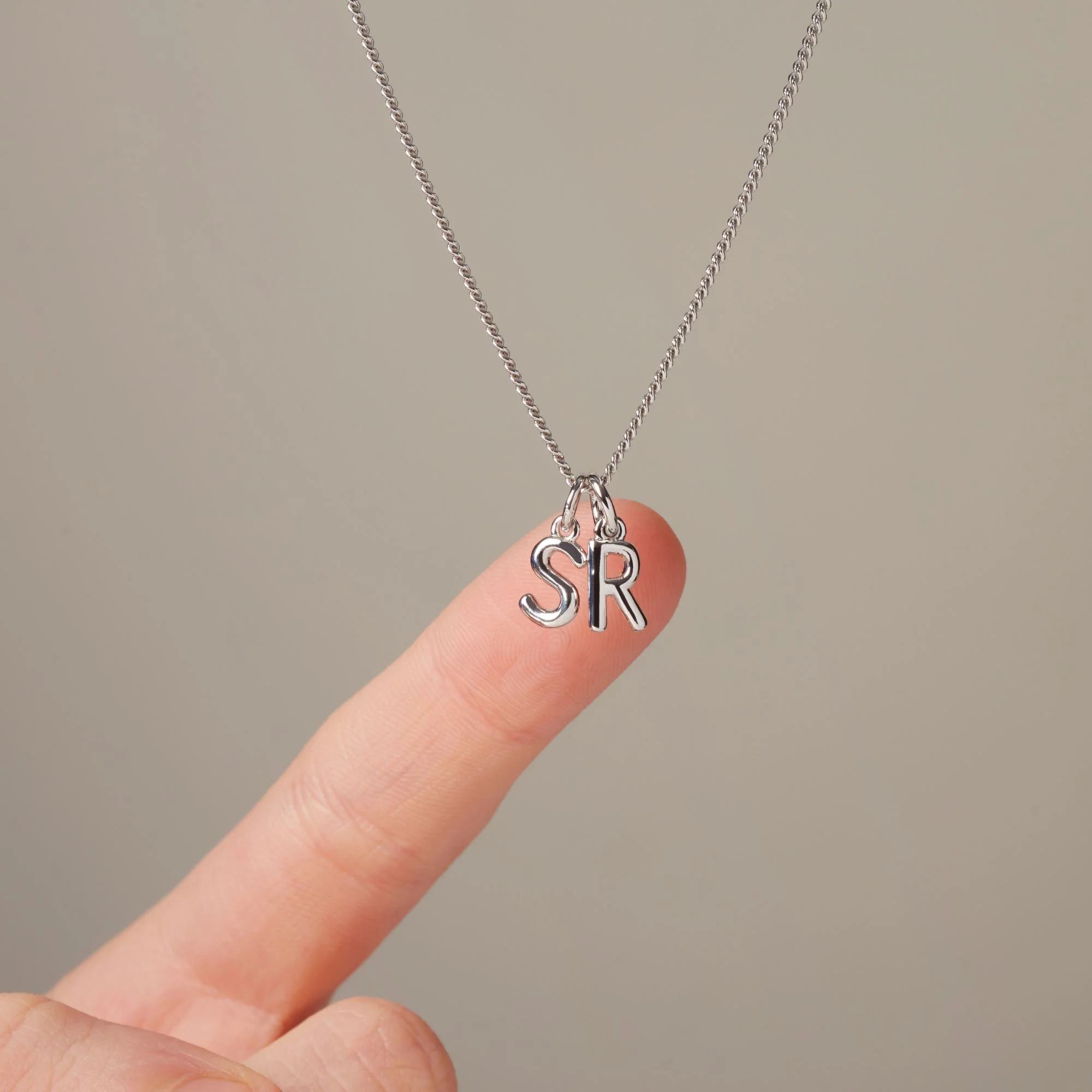 Mini Double Letter Necklace Silver - Image 5