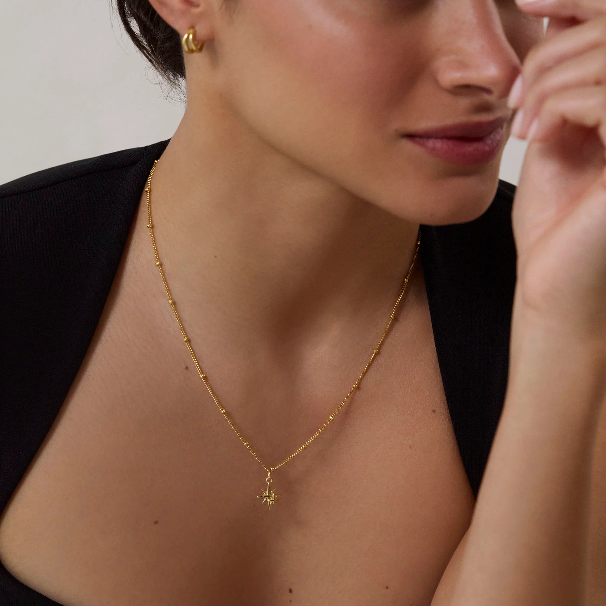 Mother and Child Bead Chain Necklace Gold - Image 3