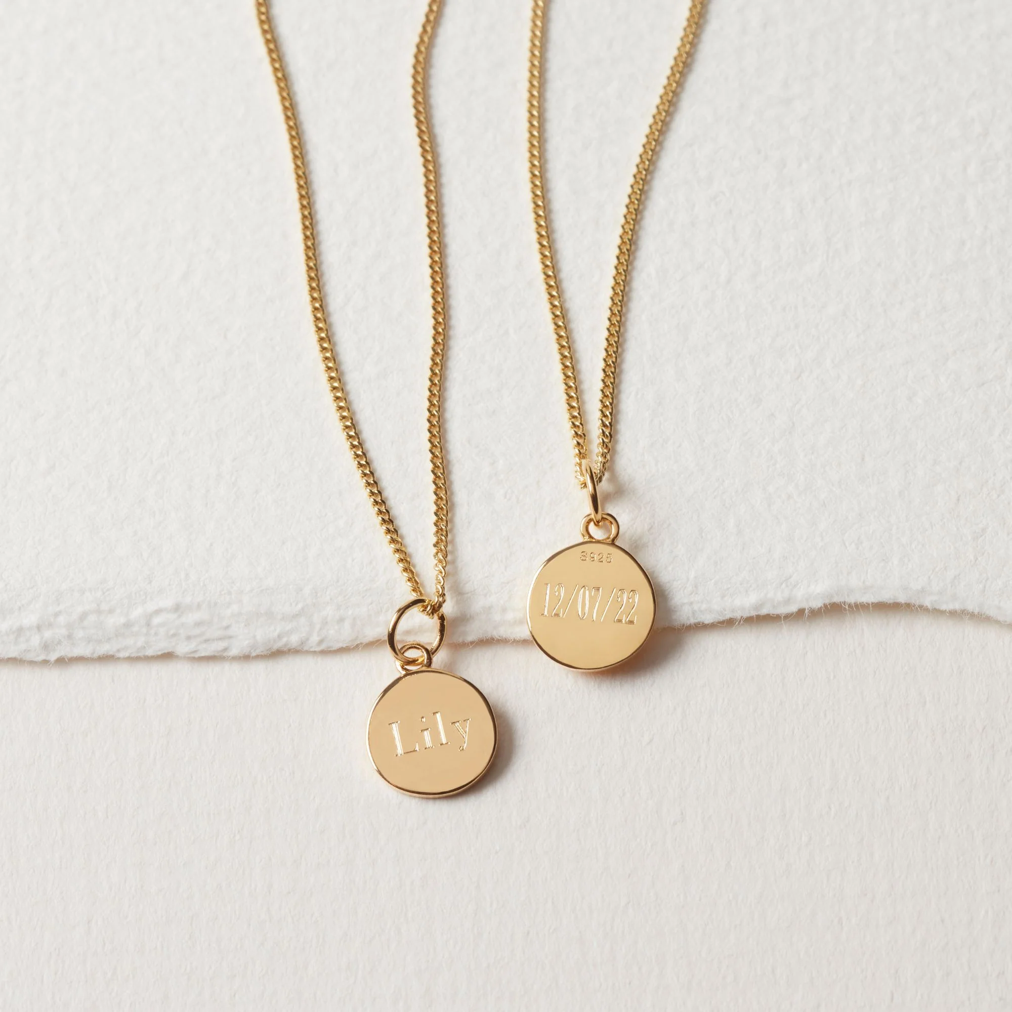 Gold Initial Disc Necklace With Curb Chain - Image 5