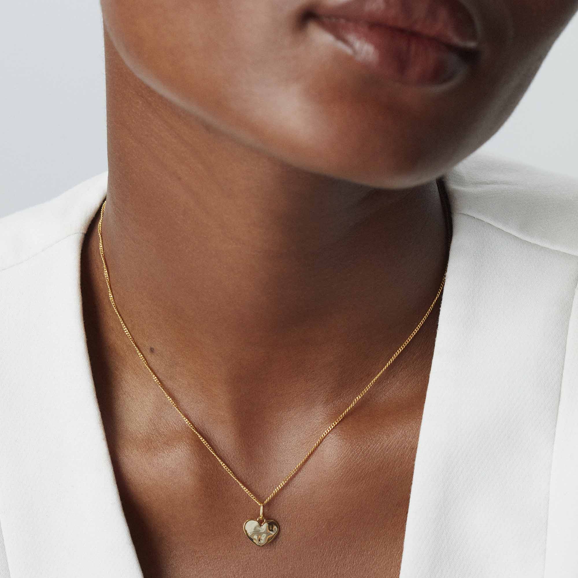 Ripple Heart Necklace Gold - Image 3