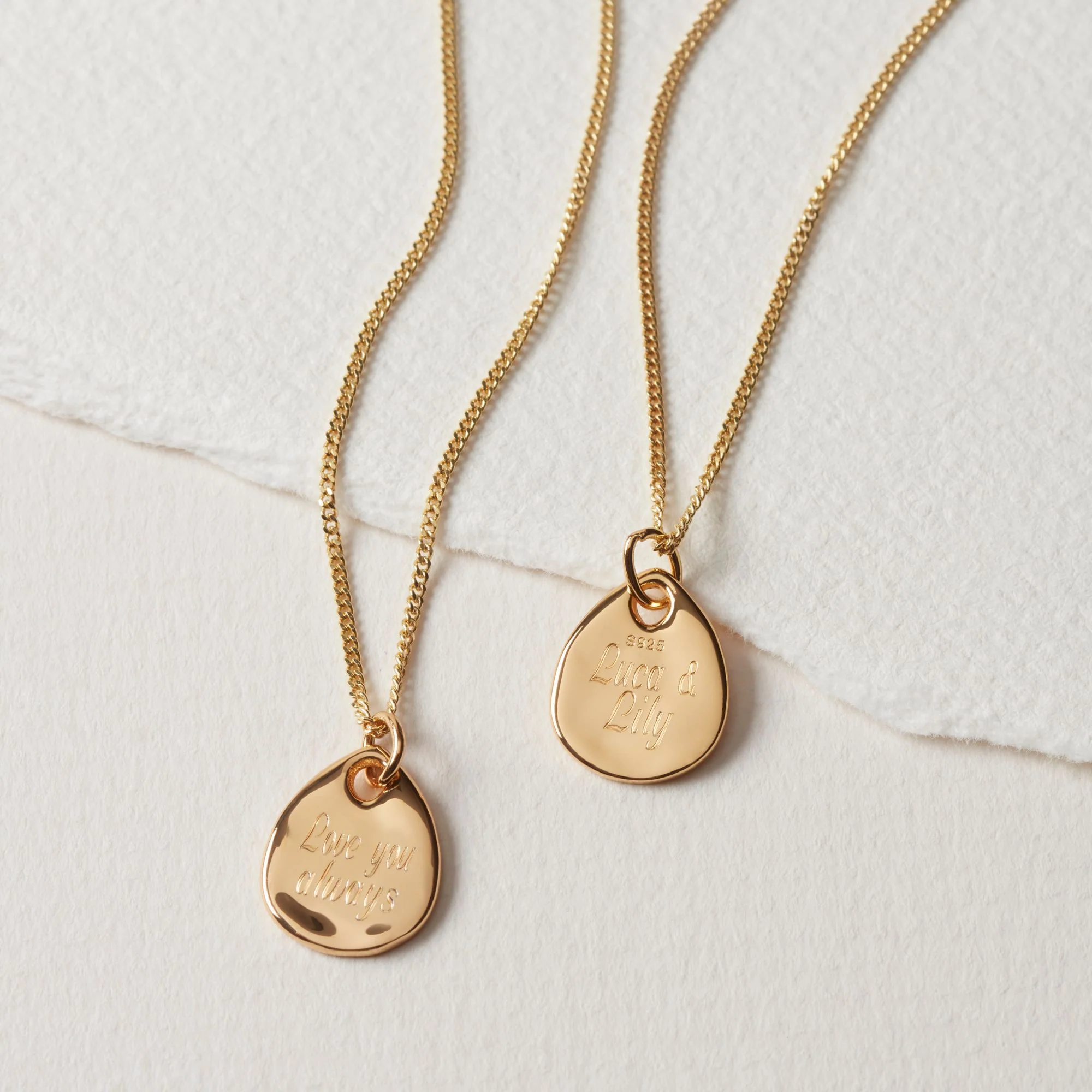 Ripple Tear Drop Necklace Gold - Image 4