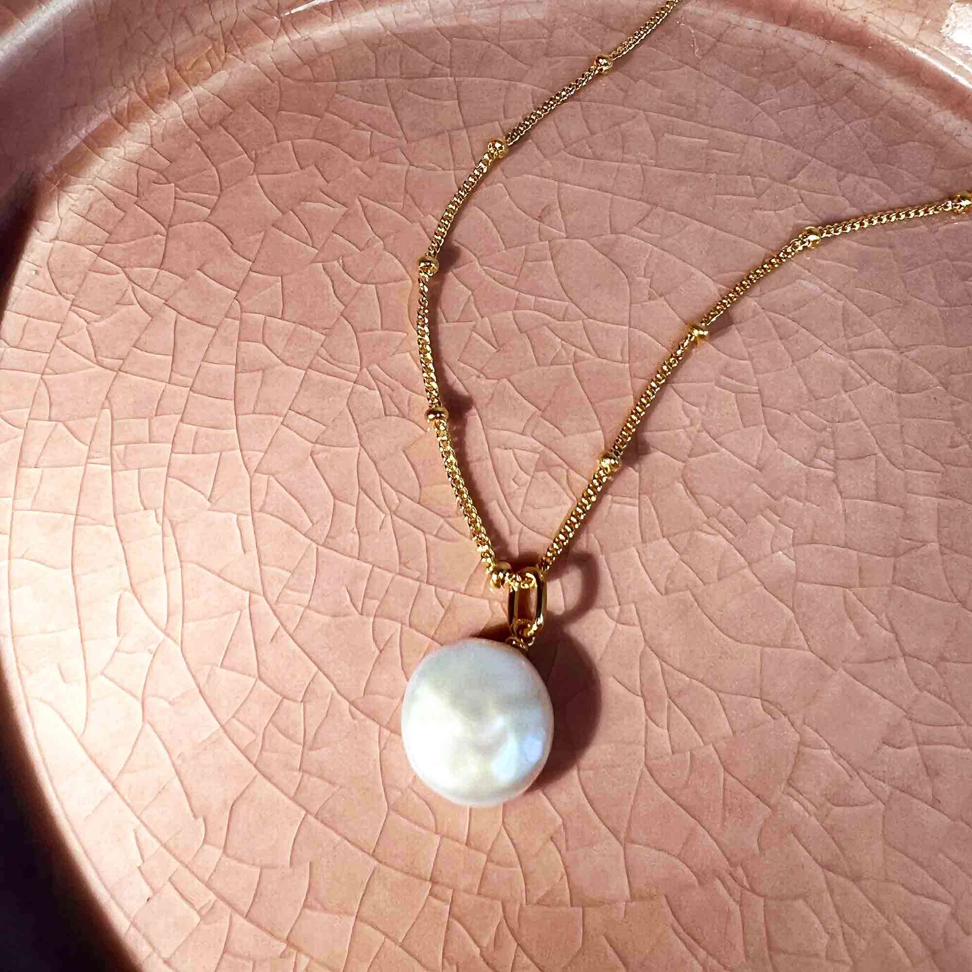 Round Pearl Pendant Silver - Image 4