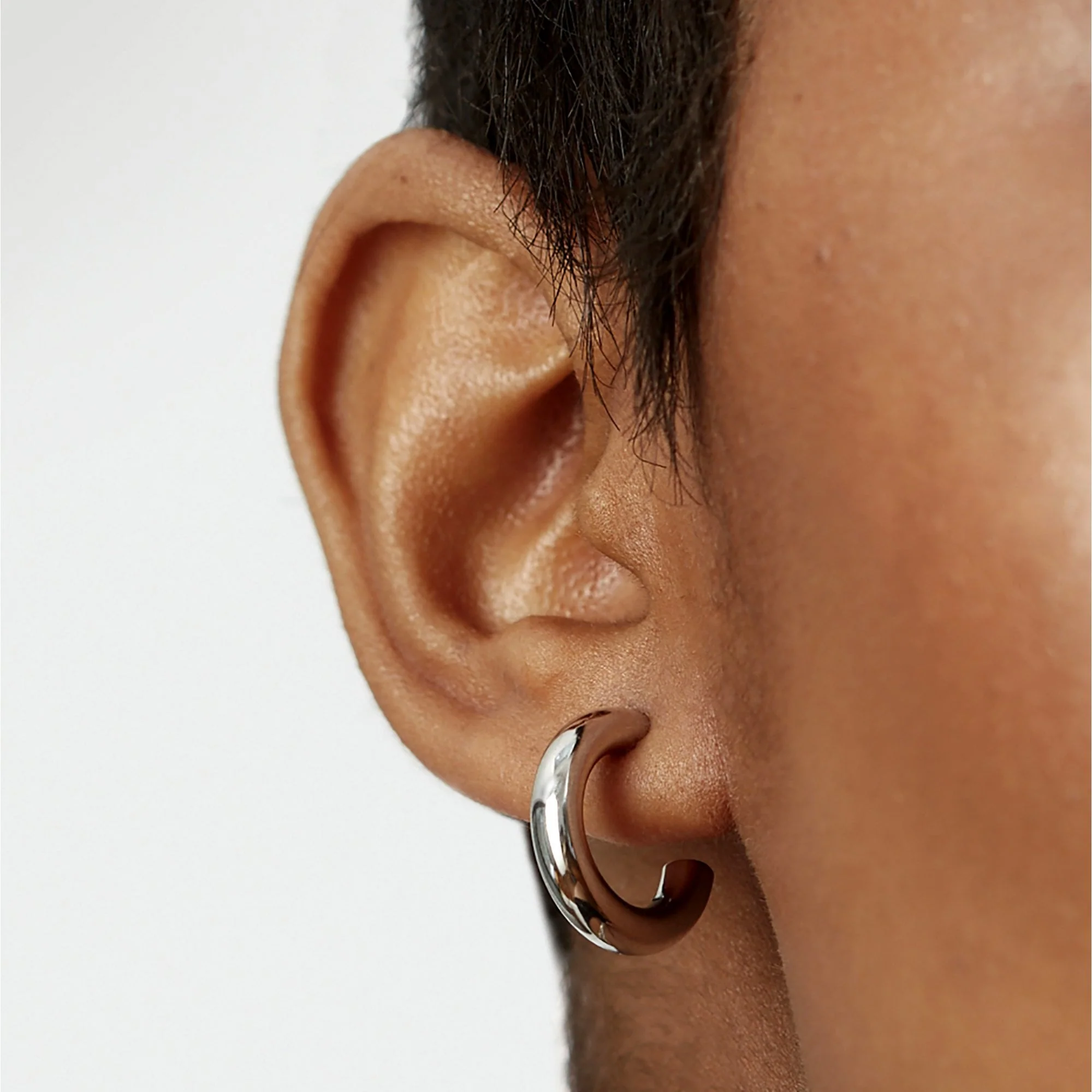 Chunky Hoop Earrings Silver - Image 3