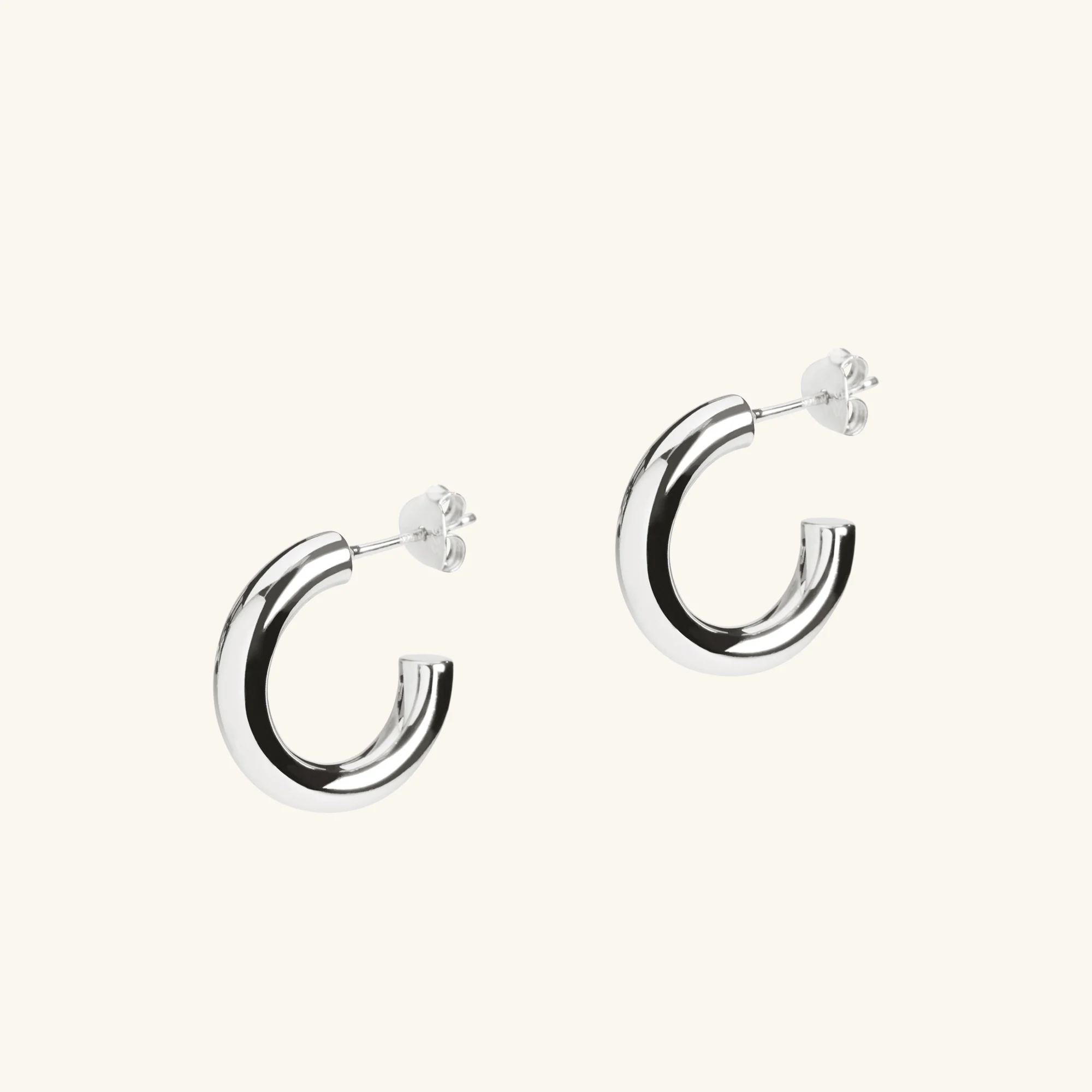 Chunky Hoop Earrings Silver - Image 4