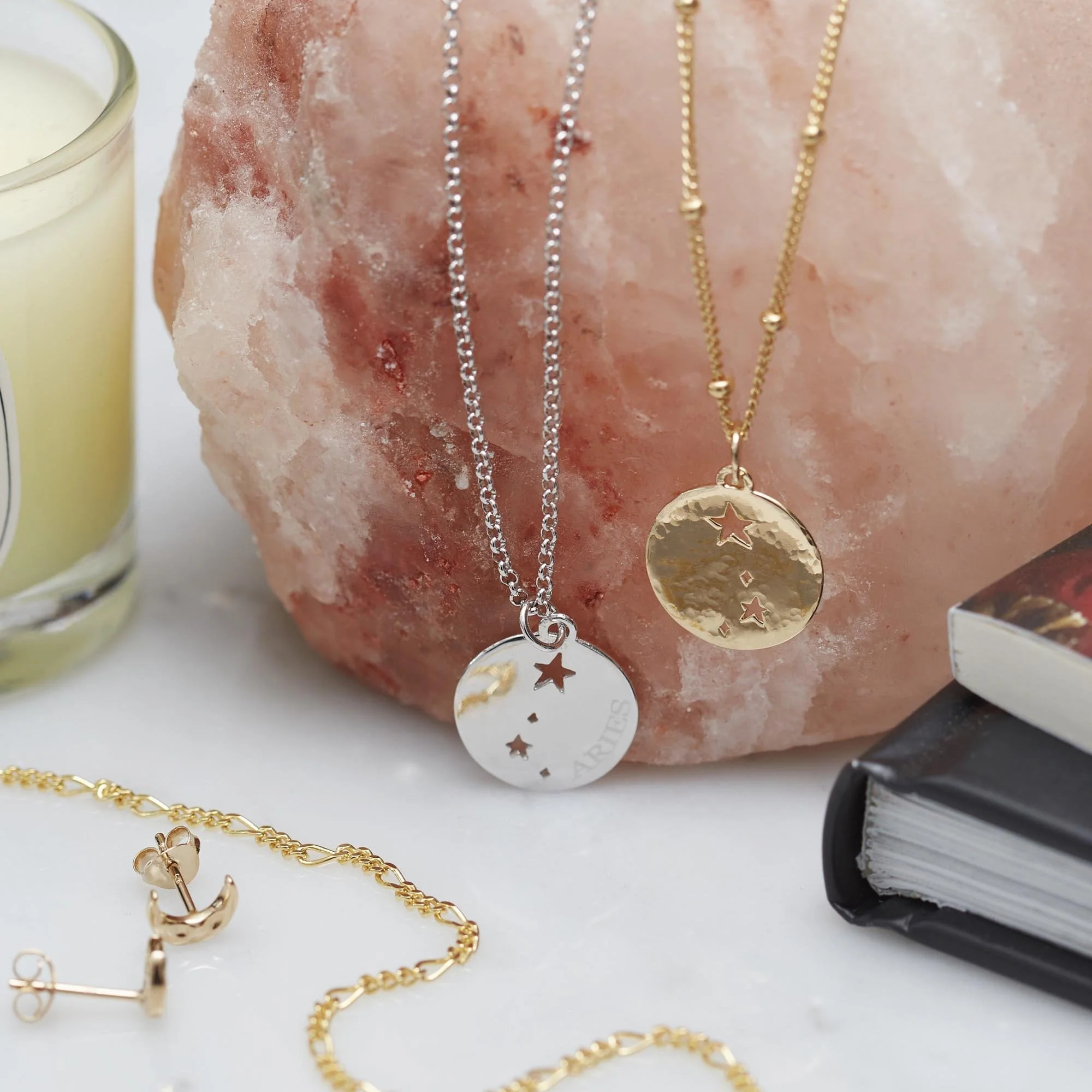 Aries Zodiac Necklace Hammered Silver - Image 3