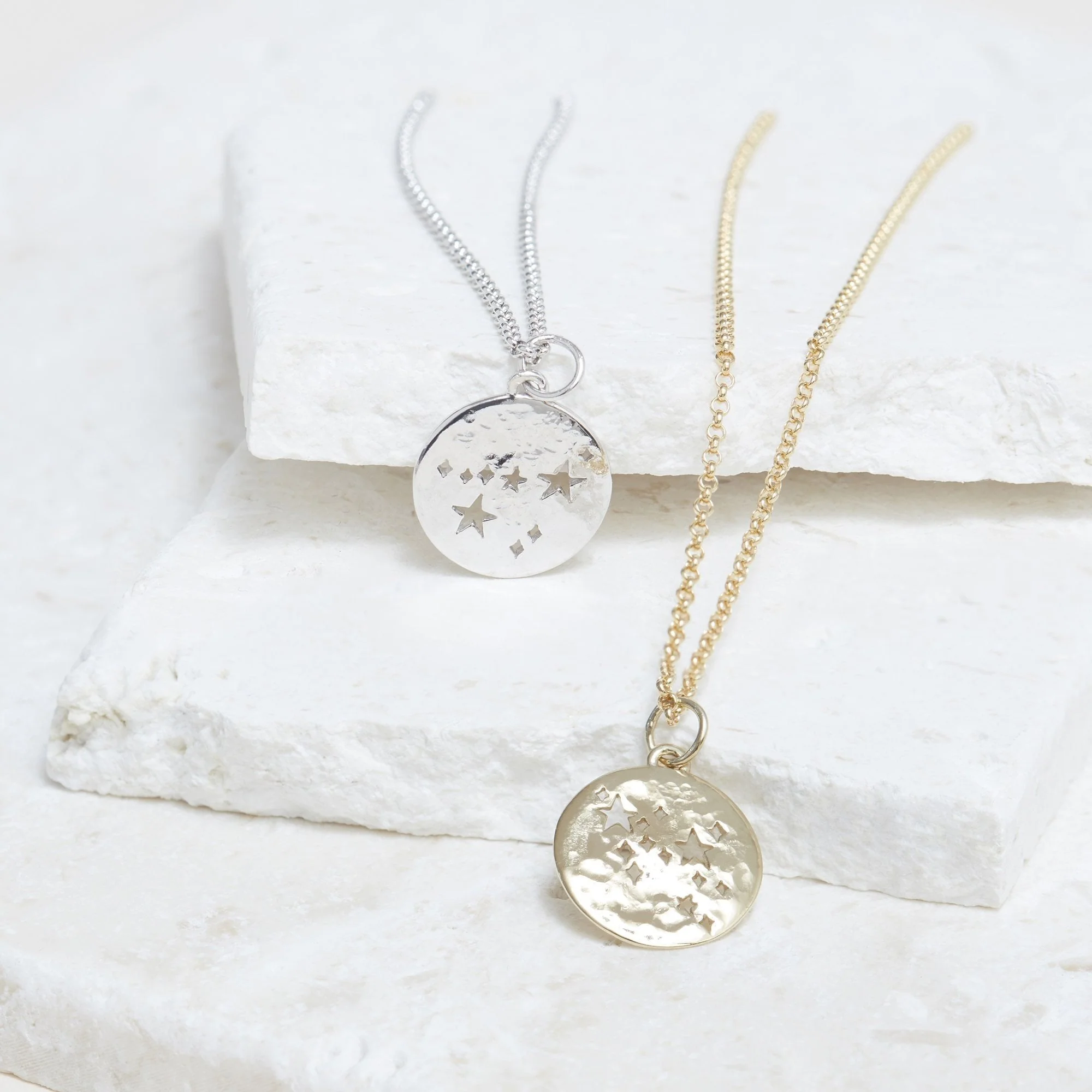 Cancer Zodiac Necklace Hammered Silver - Image 4