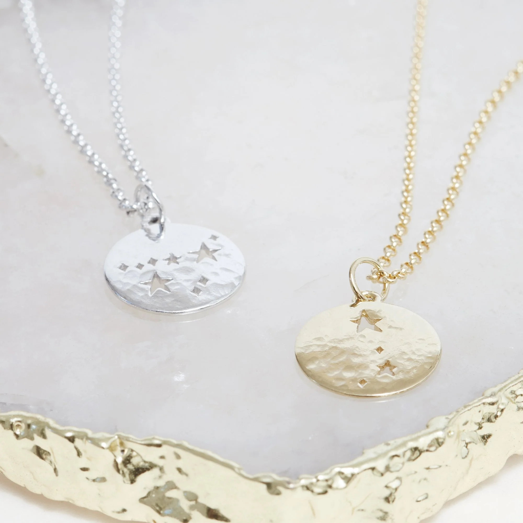 Capricorn Zodiac Necklace Hammered Silver - Image 3