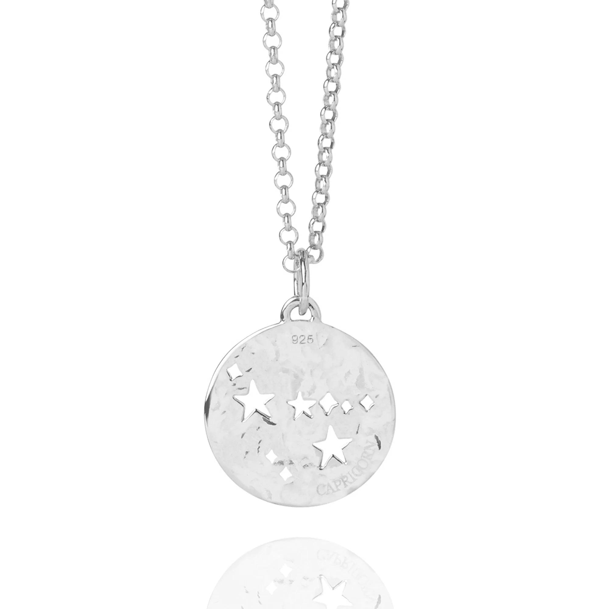 Capricorn Zodiac Necklace Hammered Silver - Image 5