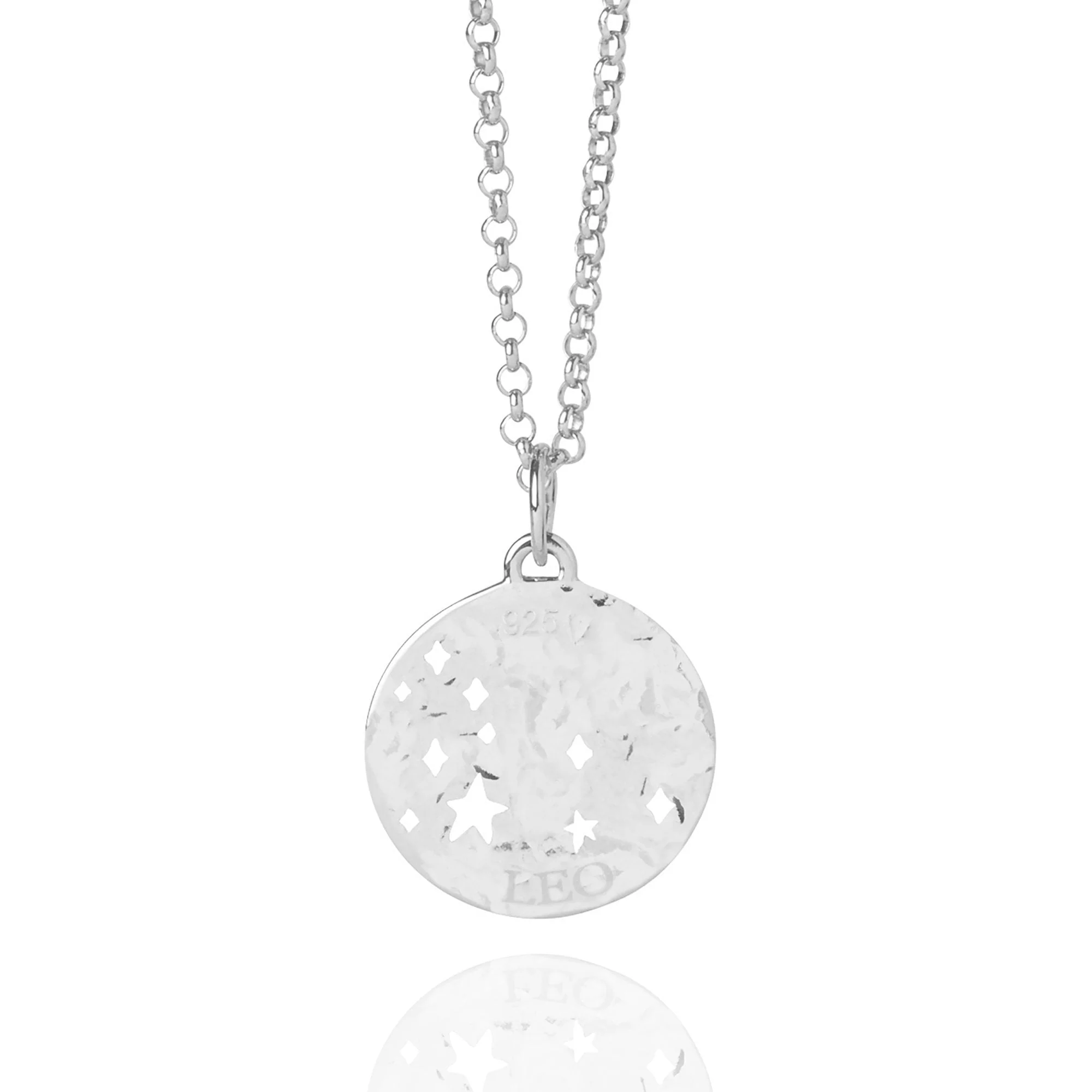 Leo Zodiac Necklace Hammered Silver - Image 3