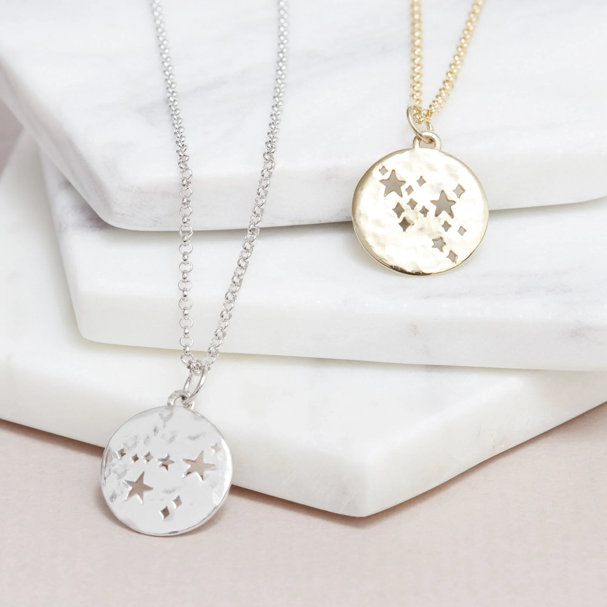 Leo Zodiac Necklace Hammered Silver - Image 4