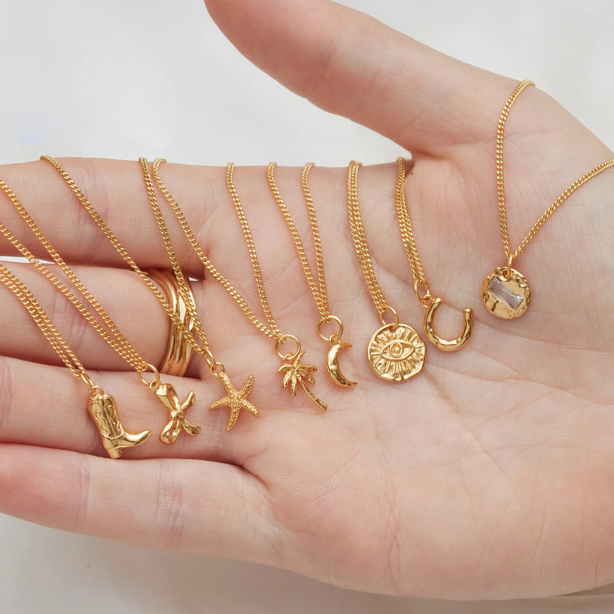 Tiny Moon Necklace Gold - Image 5